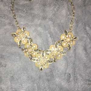 Gold and pearl statement necklace
